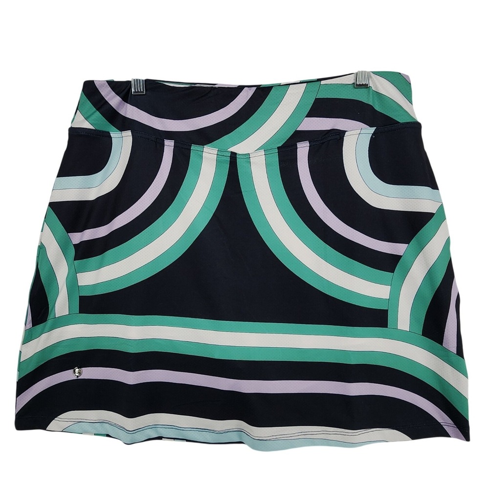Daily Sports L Black Green Geometric Skort Golf Tennis Athletic Preppy Mod Skirt
